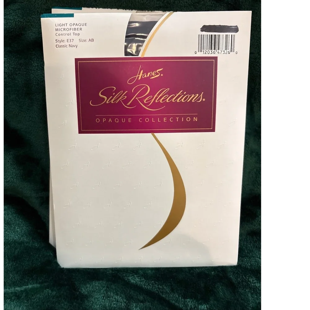 Hanes Silk Reflections Opaque Microfiber Control Top Tights 2pk Navy Jet Size AB